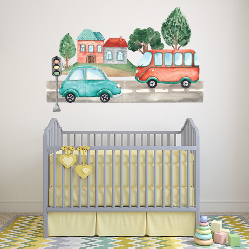 City Cars Kids Nursery Transport Wall Sticker