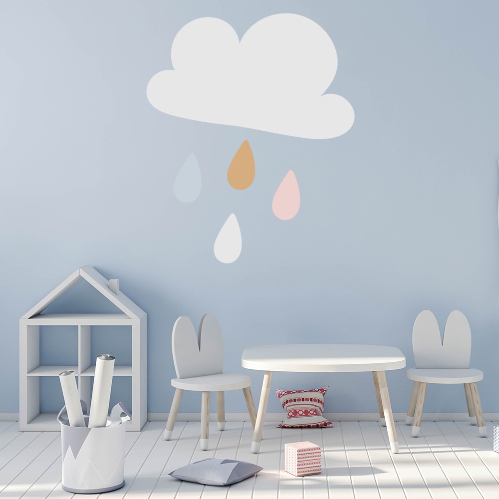 Cloud & Rain Drops Nursery Wall Sticker