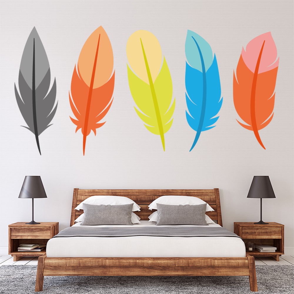 Colourful Feather Set Wall Sticker