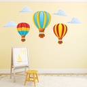 Colourful Hot Air Balloons & Clouds Wall Sticker