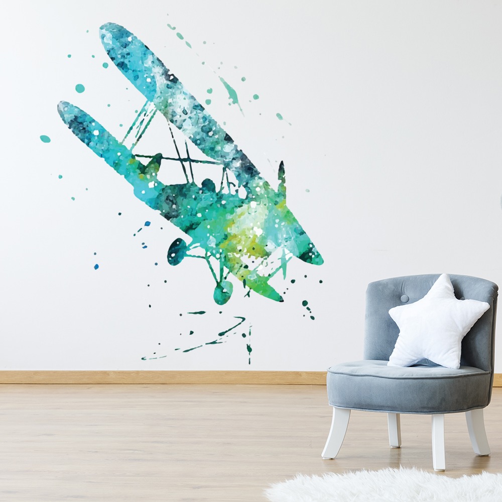 Colourful Plane Splatter Travel Wall Sticker