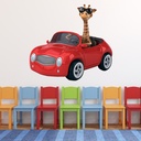 Cool Giraffe Red Race Car Wall Sticker