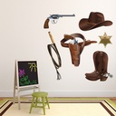 Cowboy Sheriff Badge Boots Wall Sticker Set