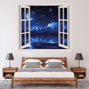 Crescent Moon, Clouds & Stars 3D Window Wall Sticker