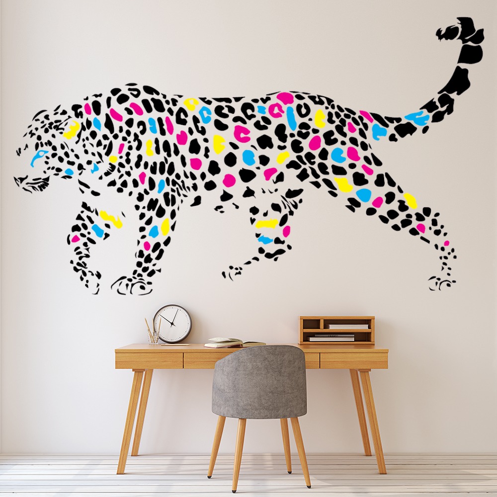Colourful Spotted Leopard Safari Animals Wall Sticker