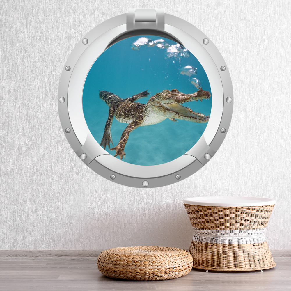 Crocodile Porthole 3D Wall Sticker
