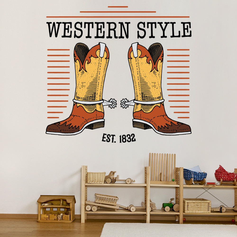 Cowboy Boots Wild West Style Wall Sticker