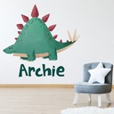Custom Name Stegosaurus Dinosaur Wall Sticker Personalised Kids Room Decal