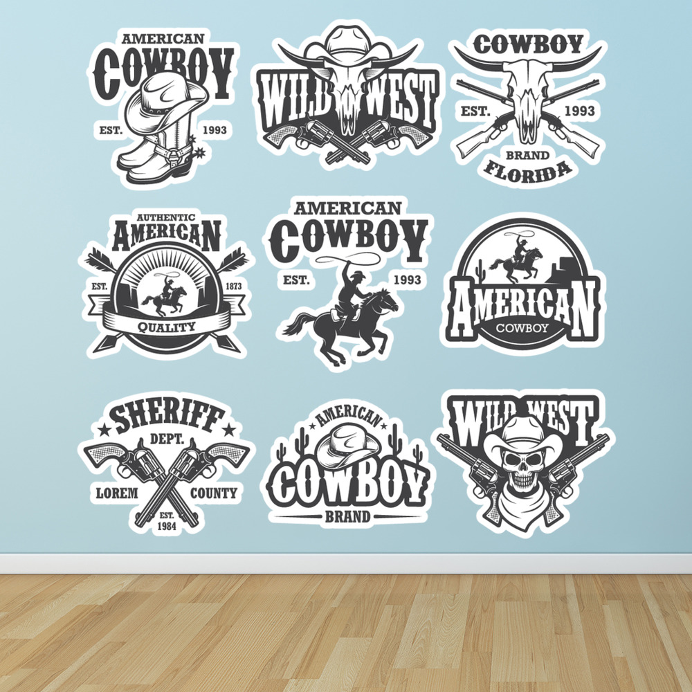 Cowboy Sheriff Wild West Wall Sticker Set