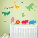 Cute Animal Giraffe Elephant Lion Wall Sticker Set