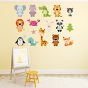 Cute Baby Animal Lion Elephant Tiger Wall Sticker Set
