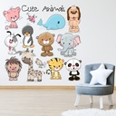Cute Animals Cat Dog Giraffe Wall Sticker Set