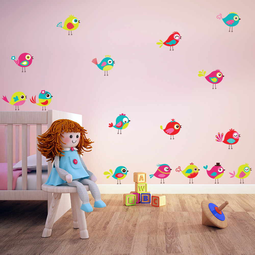 Cute Birds Chicks Wall Sticker Set