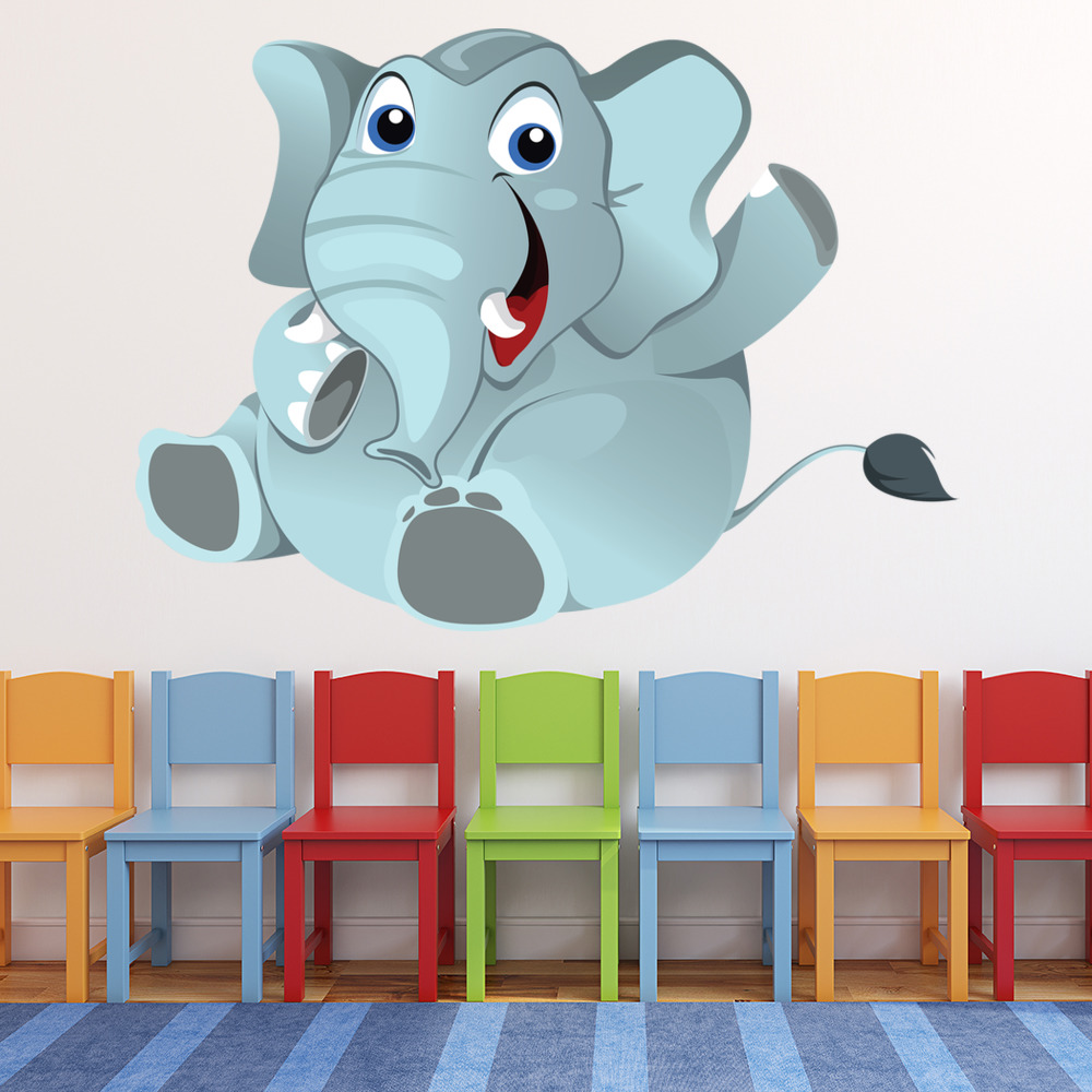Cute Grey Elephant Wall Sticker