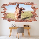 Daschund Dog Red Brick 3D Hole In The Wall Sticker