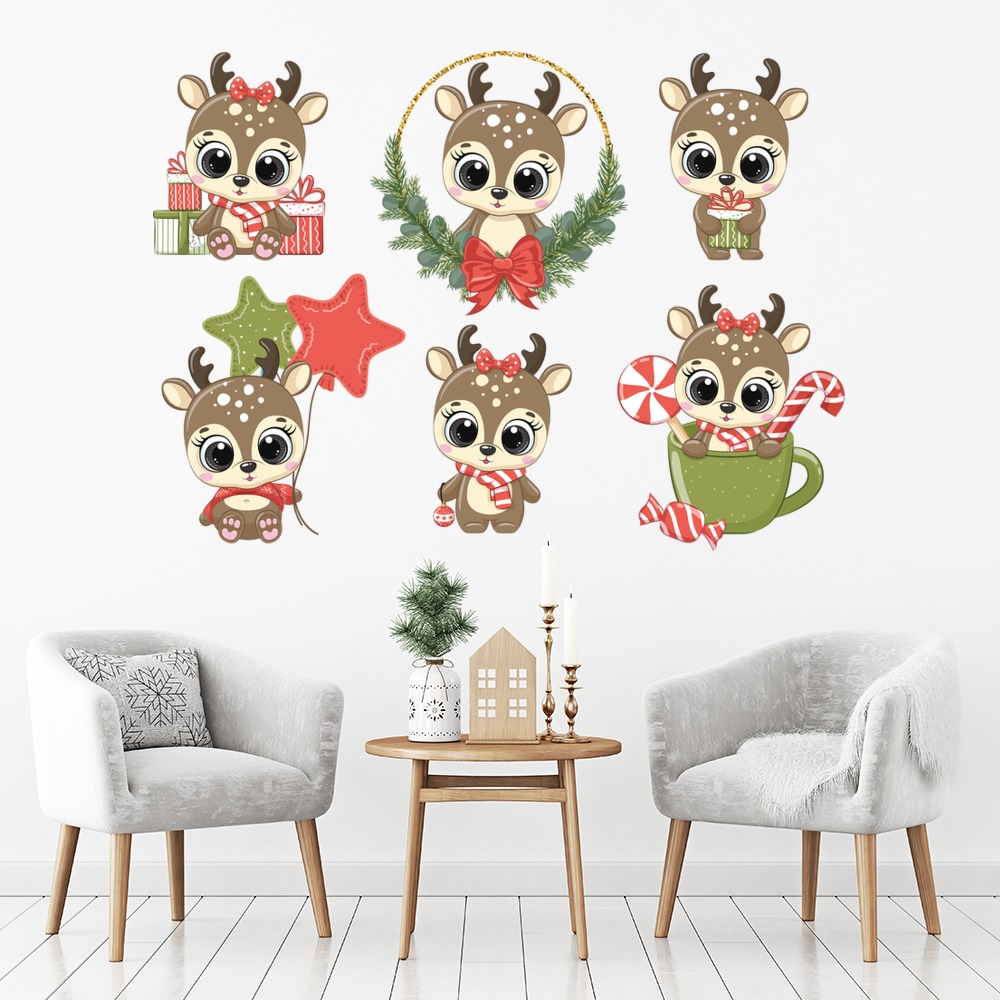 Cute Reindeer Christmas Wall Sticker