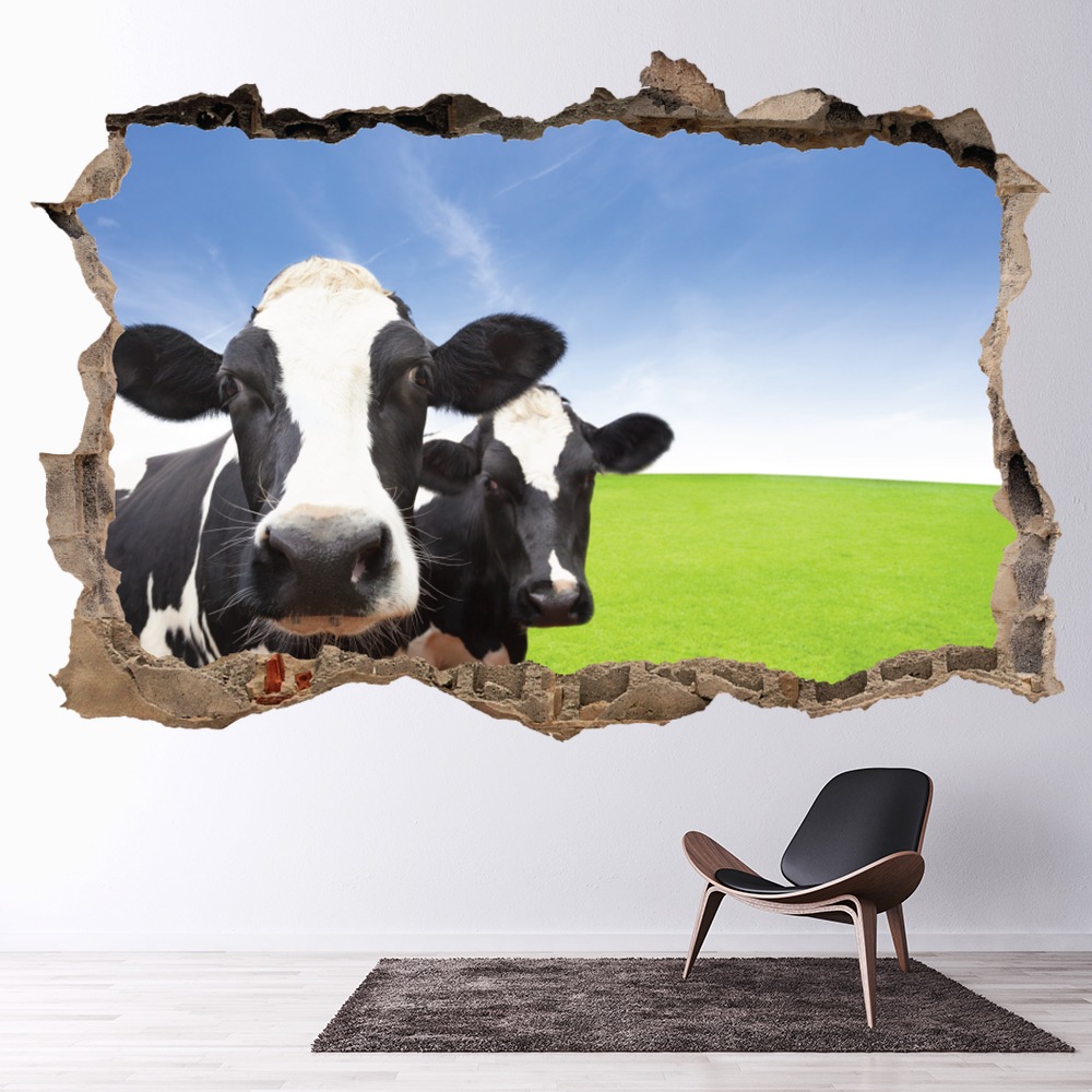 Dairy Cows 3D Hole In The Wall Sticker