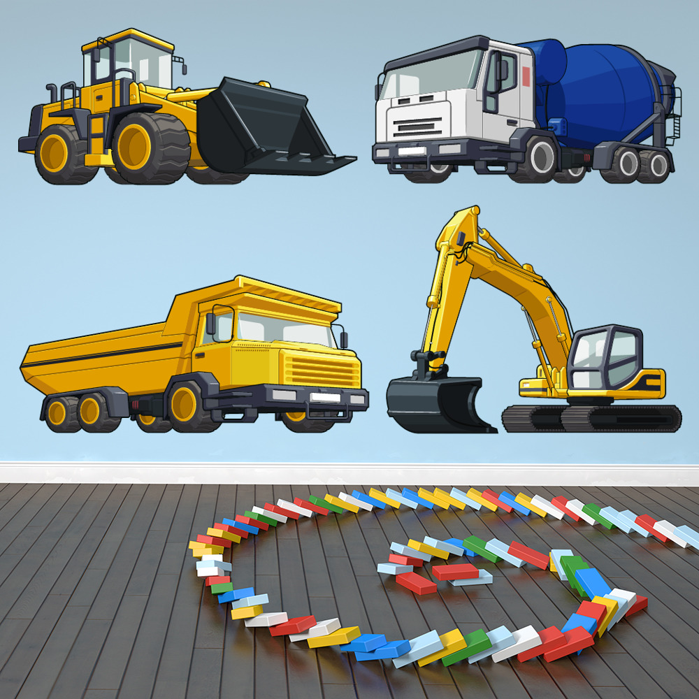 Digger Truck Construction Wall Sticker Set