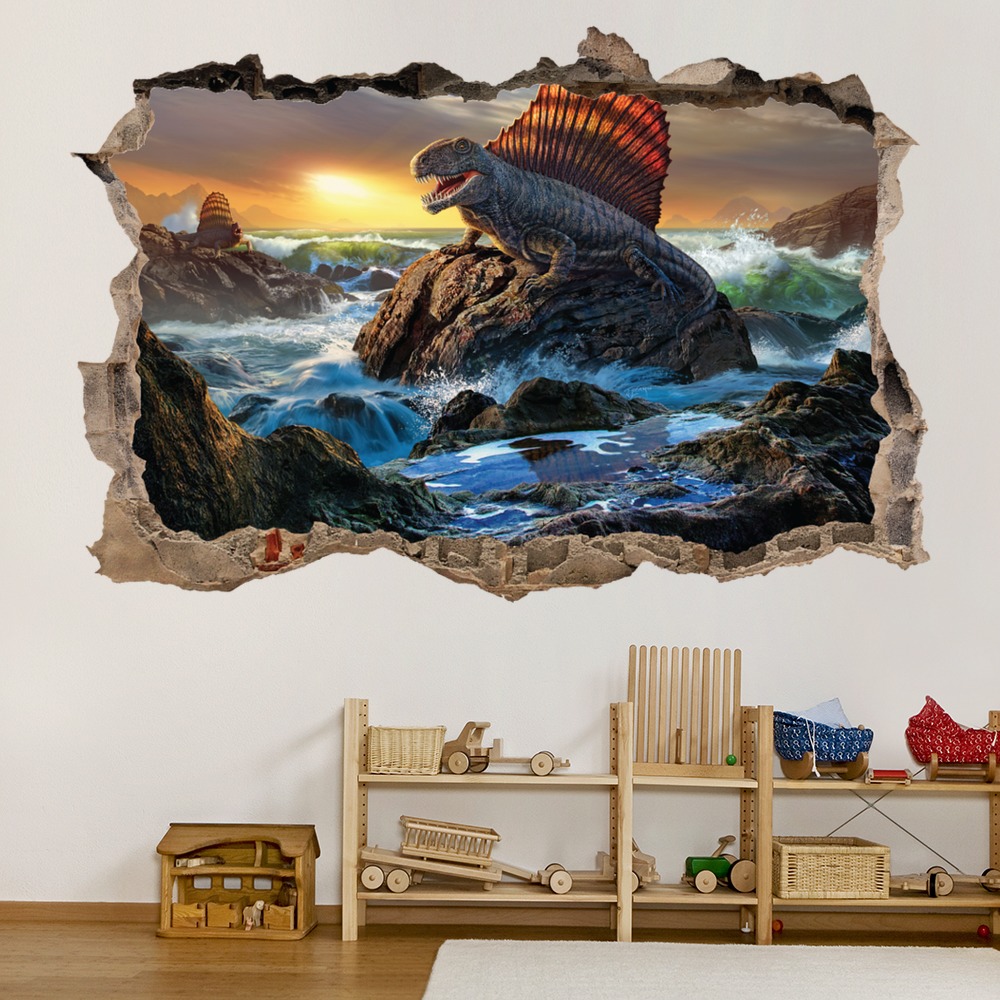 Dimetrodon Dinosaur 3D Hole In The Wall Sticker