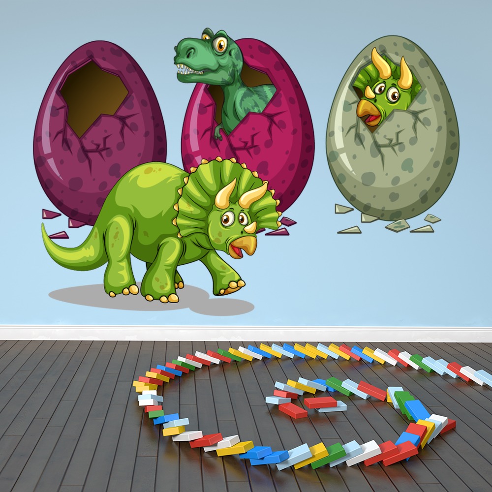 Dinosaur Eggs T-Rex Triceratops Wall Sticker