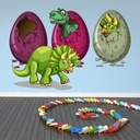 Dinosaur Eggs T-Rex Triceratops Wall Sticker