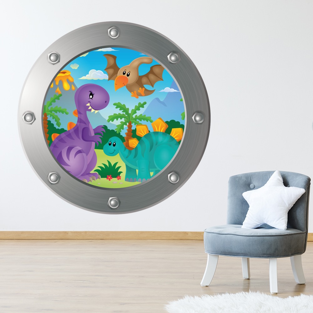 Dinosaur Friends Porthole Wall Sticker