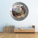 Dinosaur World Porthole Wall Sticker