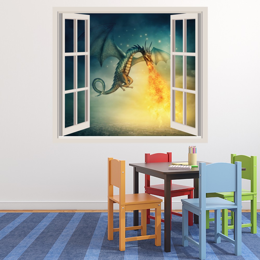 Dragon Attack 3D Window Wall Sticker