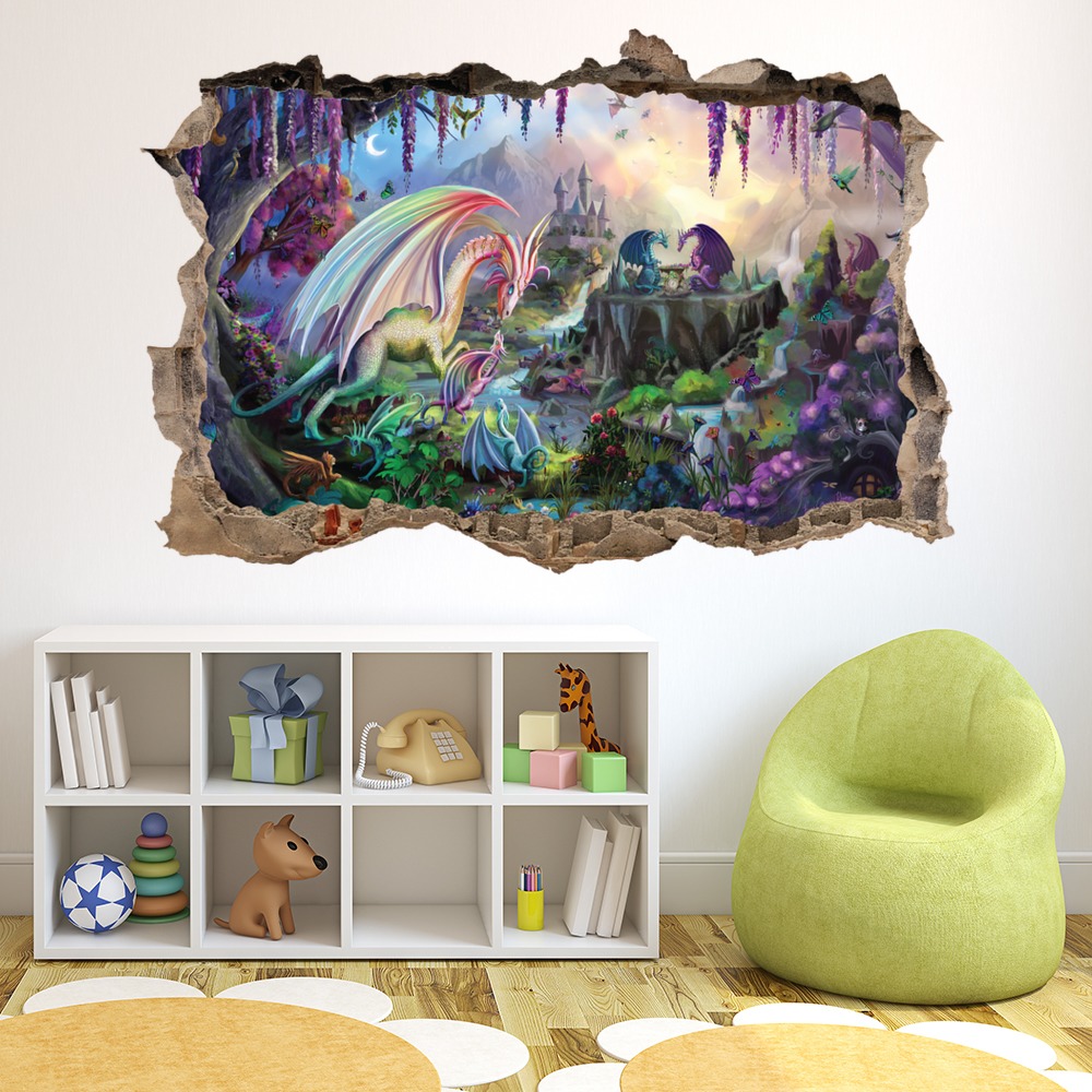 Dragon Paradise 3D Hole In The Wall Sticker