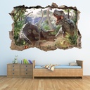 Dinosaur Battle Jurassic 3D Hole In The Wall Sticker