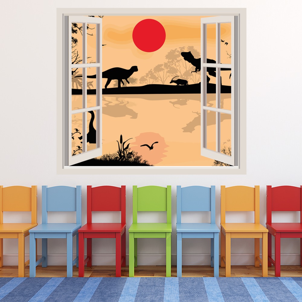 Dinosaur Landscape 3D Window Wall Sticker