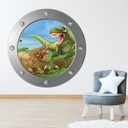 Dinosaur Battle Porthole Wall Sticker