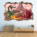 Dragon Attack 3D Hole In The Wall Sticker