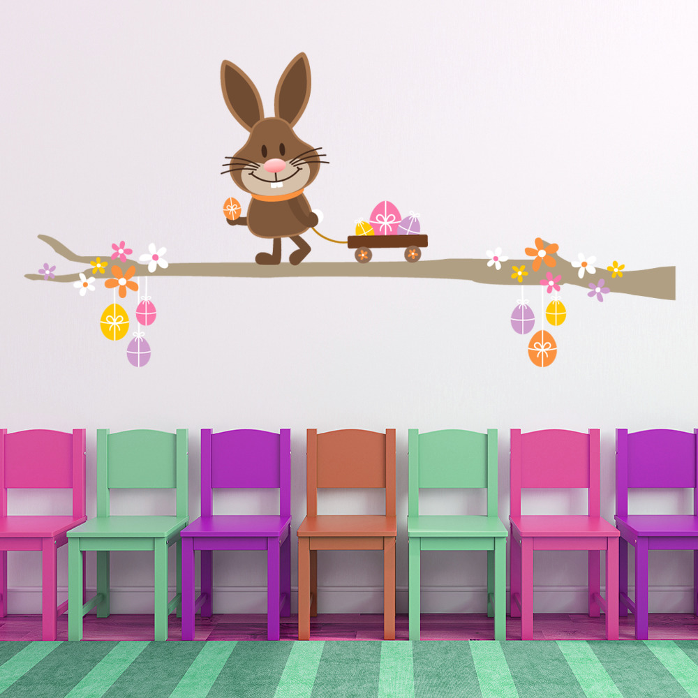 Easter Bunny Delivers Eggs Wall Sticker