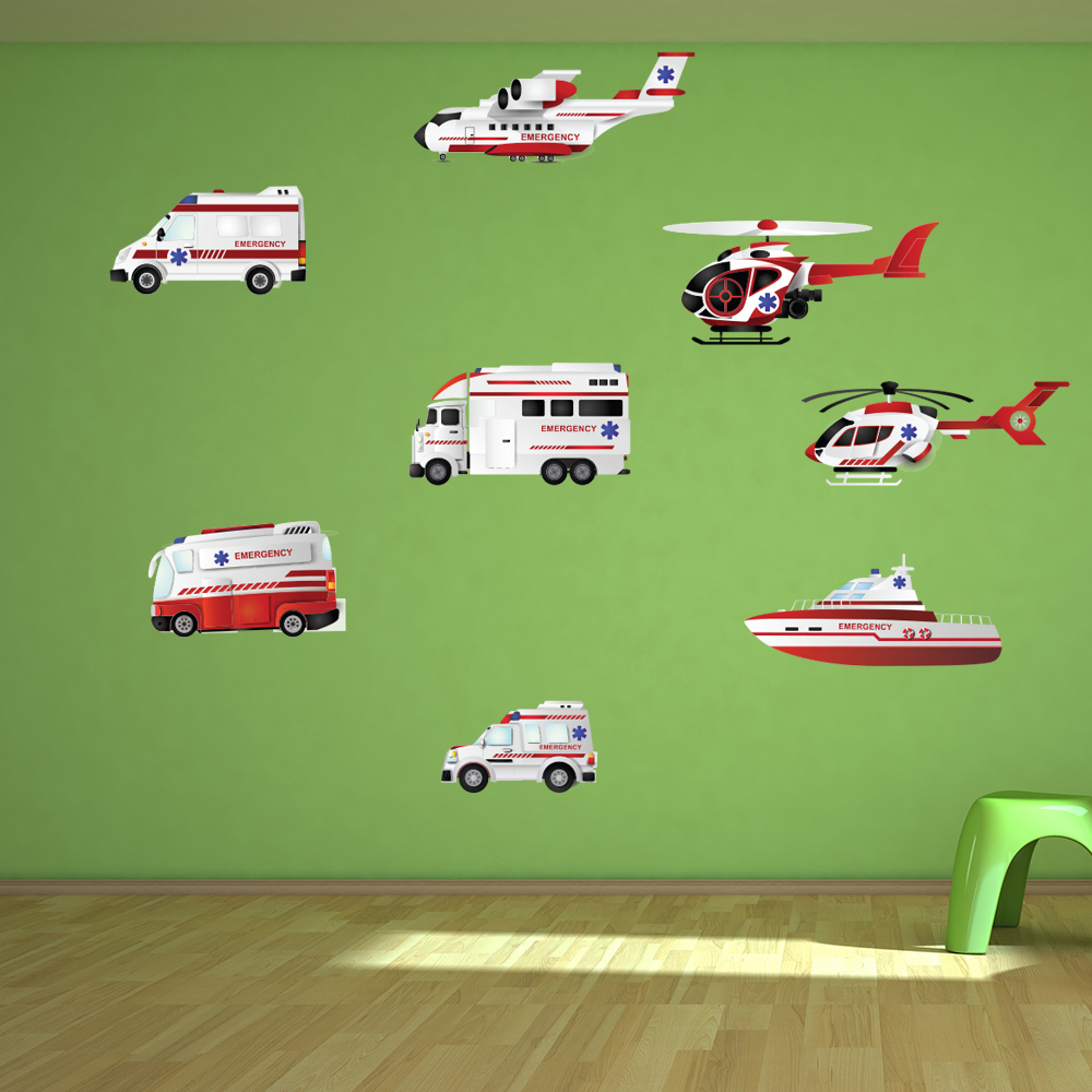 Emergency Services Transport Wall Sticker Set