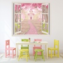 Enchanted Pink Princess Castle 3D Window Wall Sticker