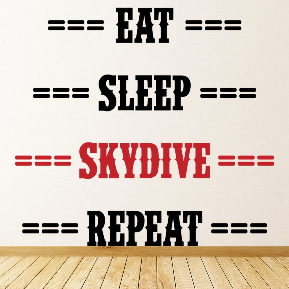 Eat Sleep Skydive Repeat Skydiving Wall Sticker