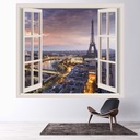 Eiffel Tower Paris Sunset 3D Window Wall Sticker