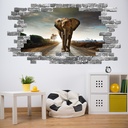 Elephant Road Grey Brick 3D Hole In The Wall Sticker