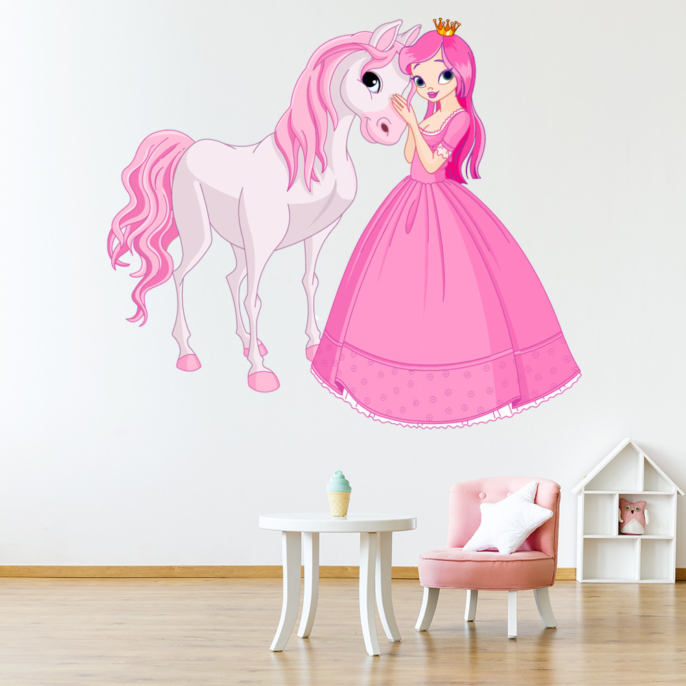 Fairytale Princess White Horse Wall Sticker