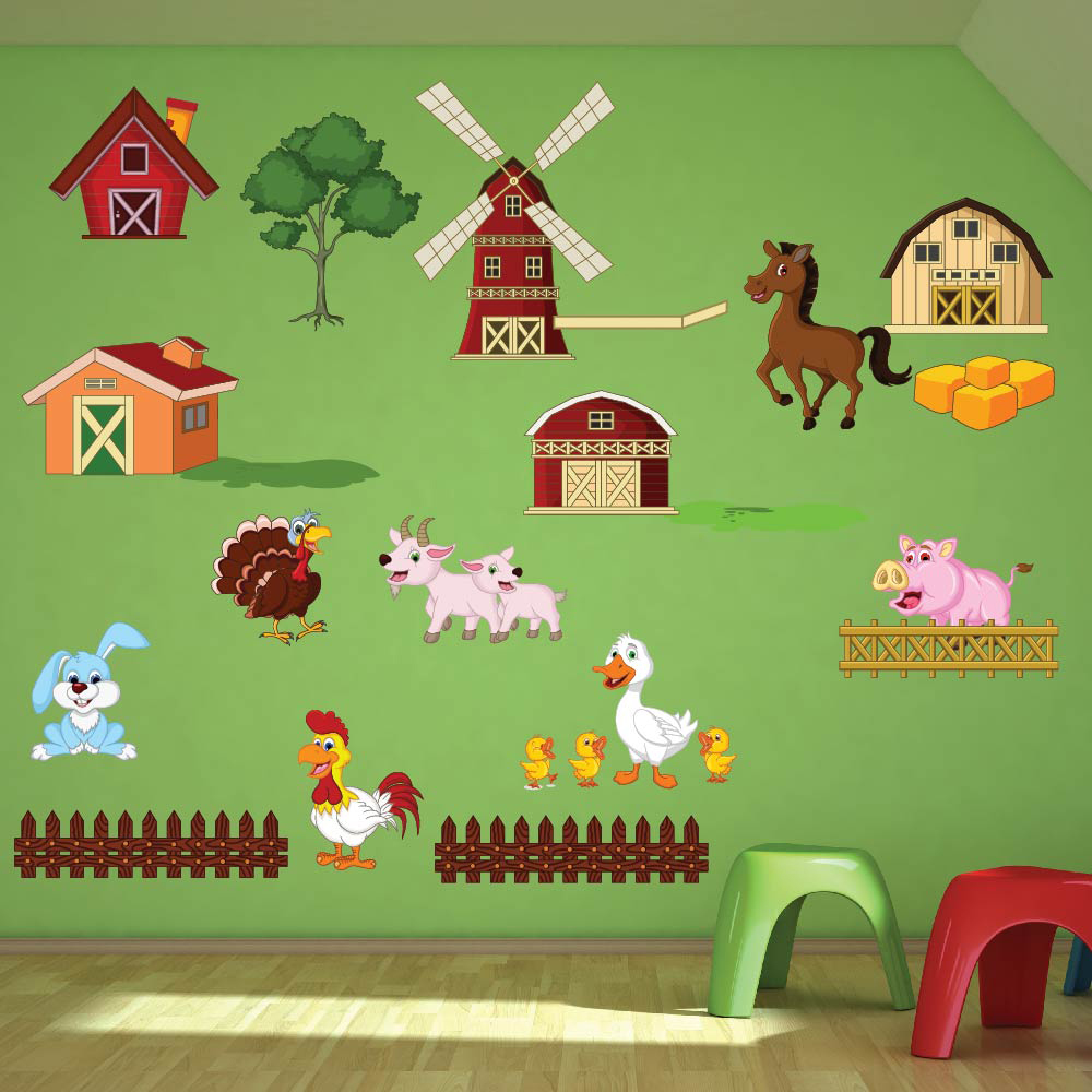 Farmyard Animals Wall Sticker Set - Mod7
