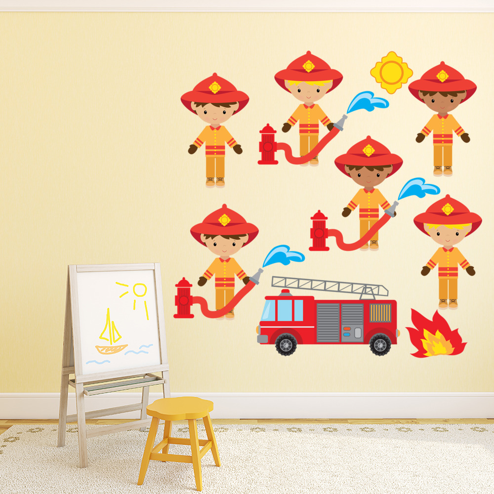 Fire Brigade Childrens Wall Sticker Set