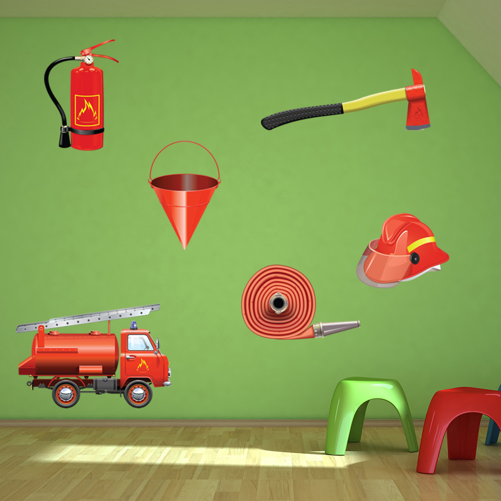 Fire Truck Fire Engine Wall Sticker Set