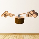 Firewood Axe Wood Wall Sticker Set