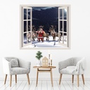 Father Christmas & Reindeer 3D Window Wall Sticker