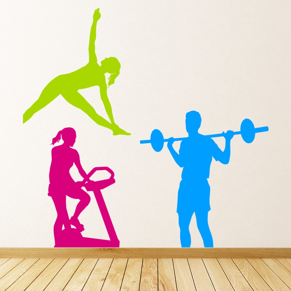 Fitness Weight Lifting Exercise Wall Sticker Set