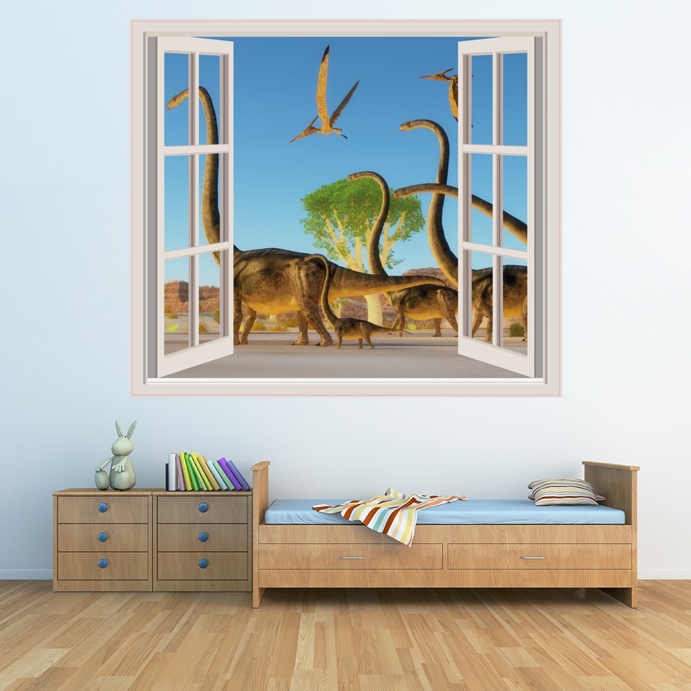 Flocking Dinosaur 3D Window Wall Sticker