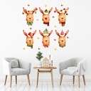 Festive Reindeer Stars & Hearts Christmas Wall Sticker