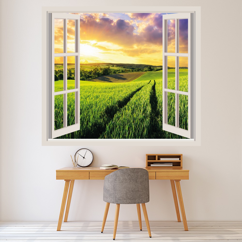 Field Sunset 3D Window Wall Sticker