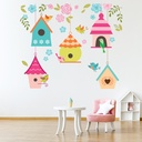 Flowers & Birds Bird House Wall Sticker Set